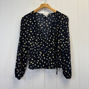 H&M Cottage Floral Wrap Around Top Size 6 Coquette Peasant Boho Summer Farm Girl